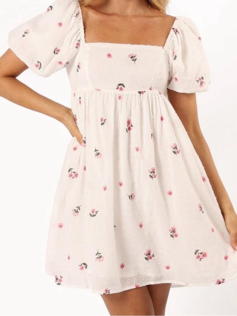 Petal&Pup White Floral Puff-Sleeve Sundress